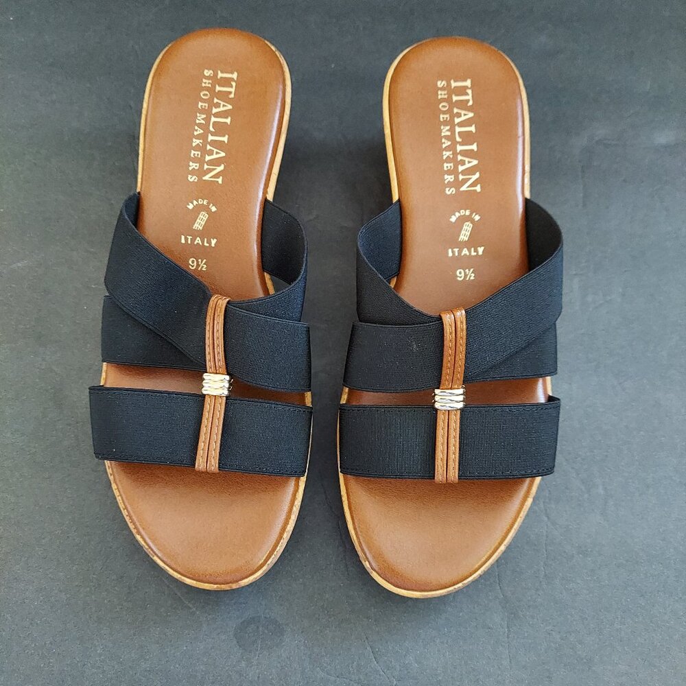 Italian Shoemakers Wedge Sandals Women's Size 9.5 Slip On Made In Italy